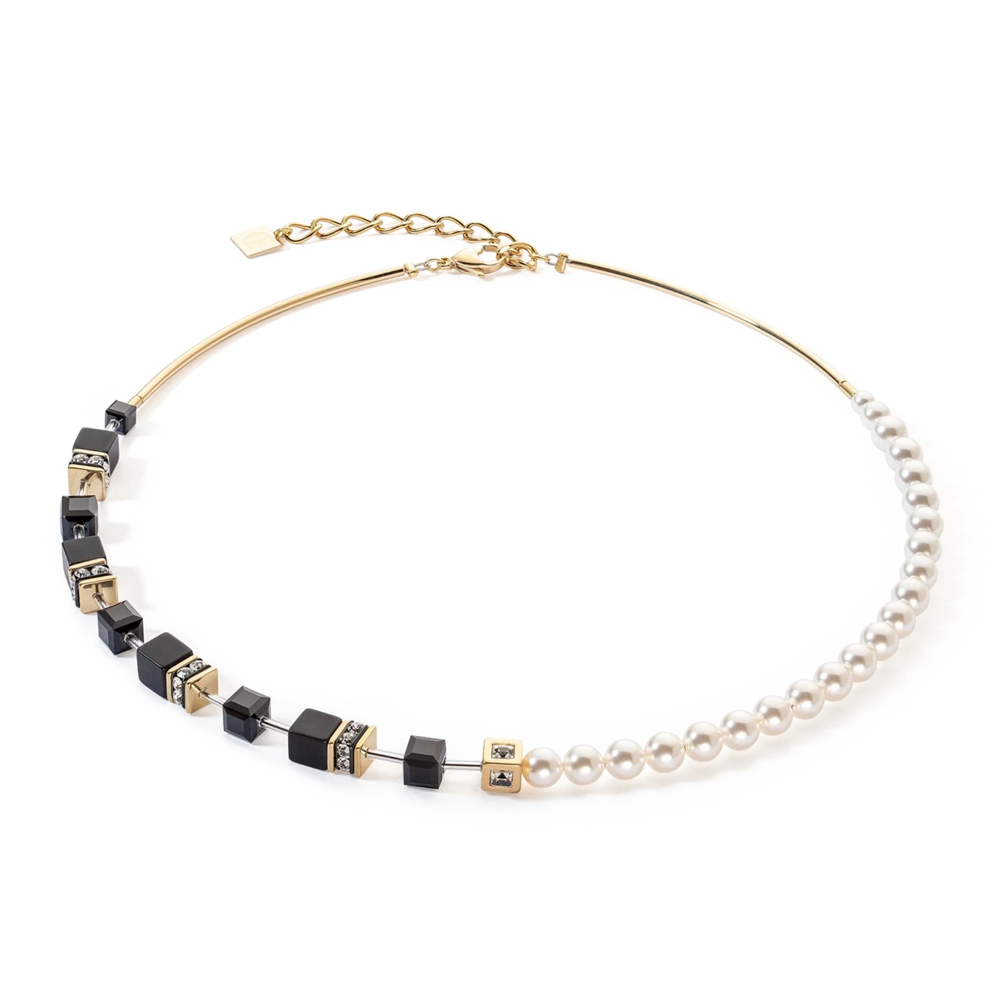 GeoCUBE Precious Fusion Pearls Black Gold Necklace