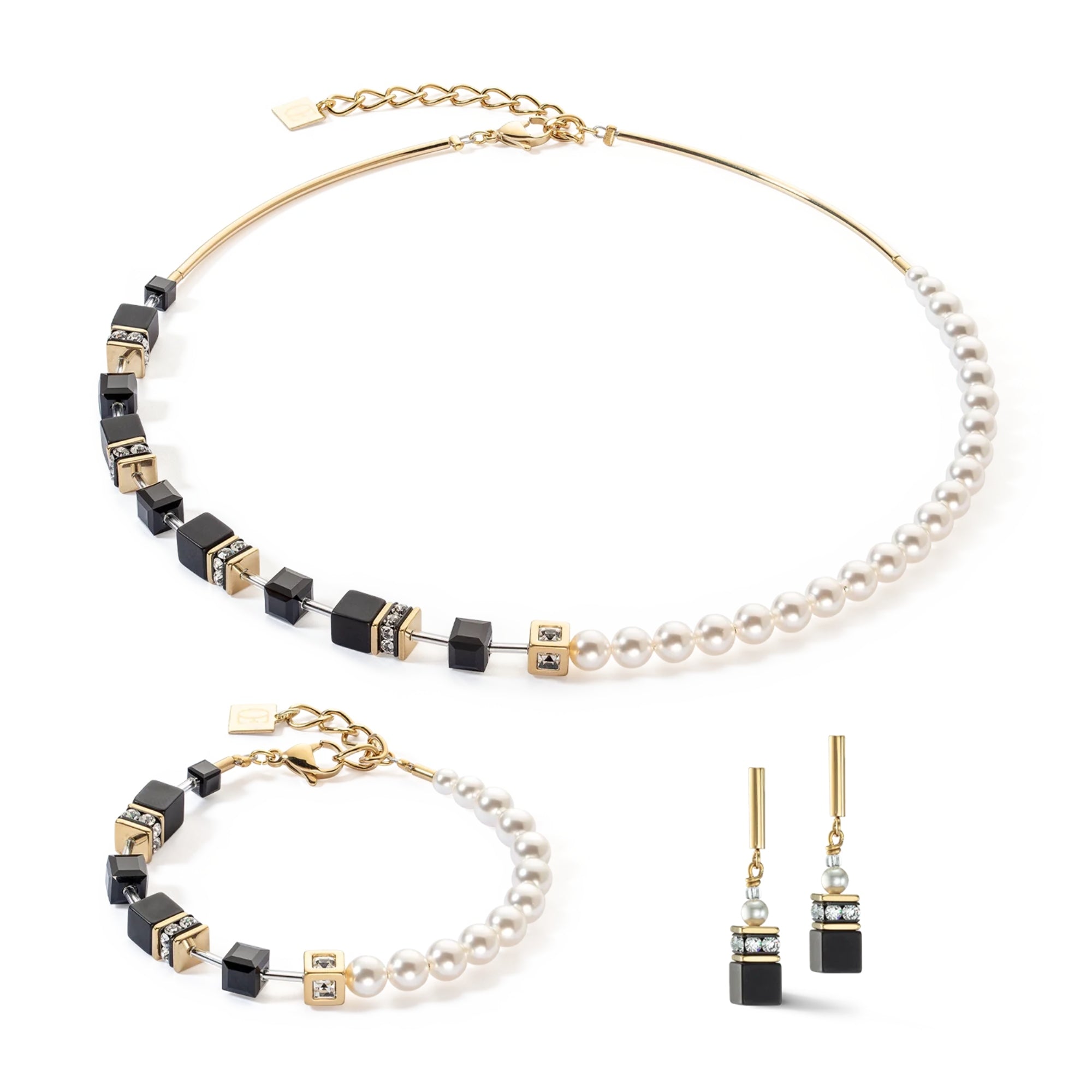 GeoCUBE Precious Fusion Pearls Black Gold Necklace