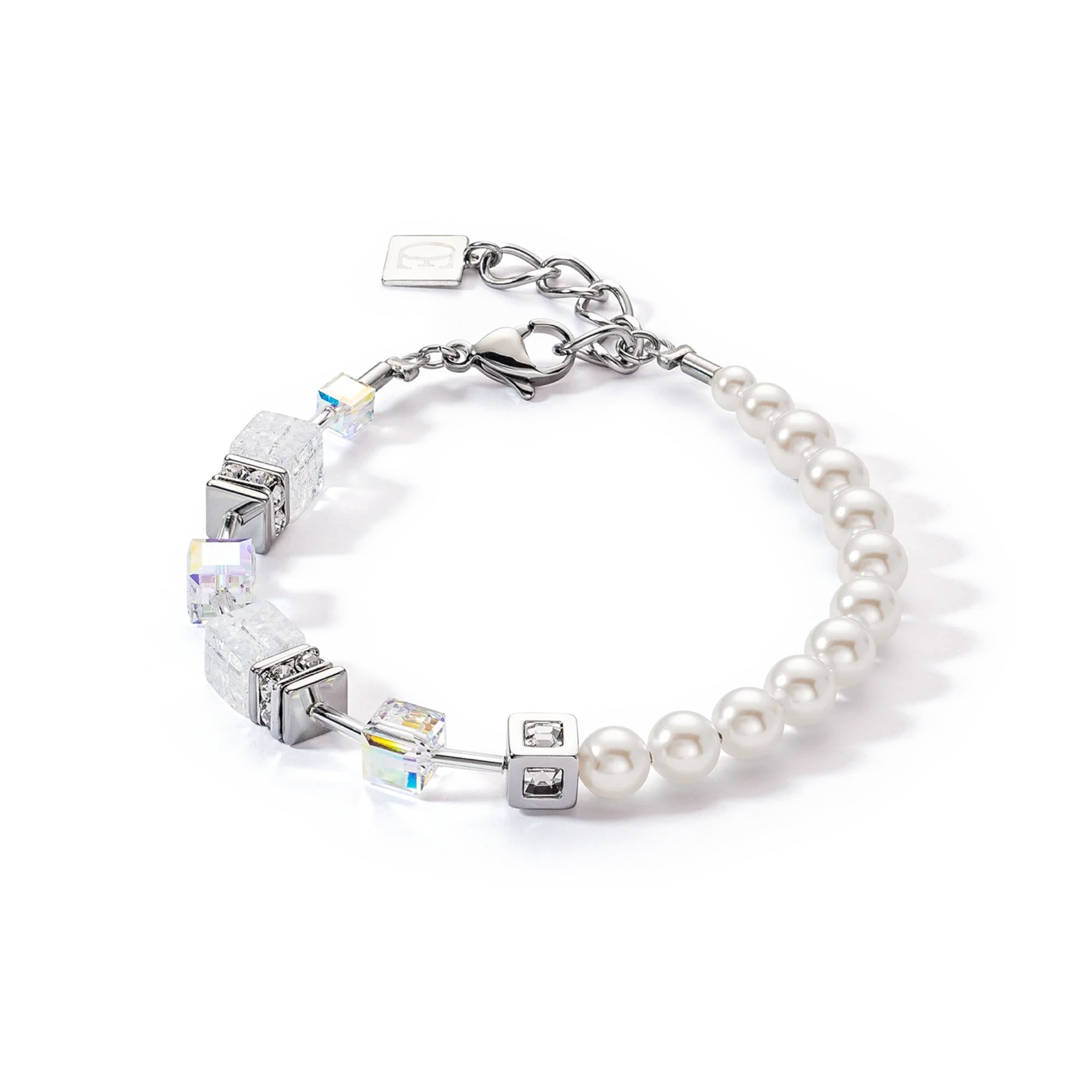 GeoCUBE Precious Fusion Pearls White Bracelet