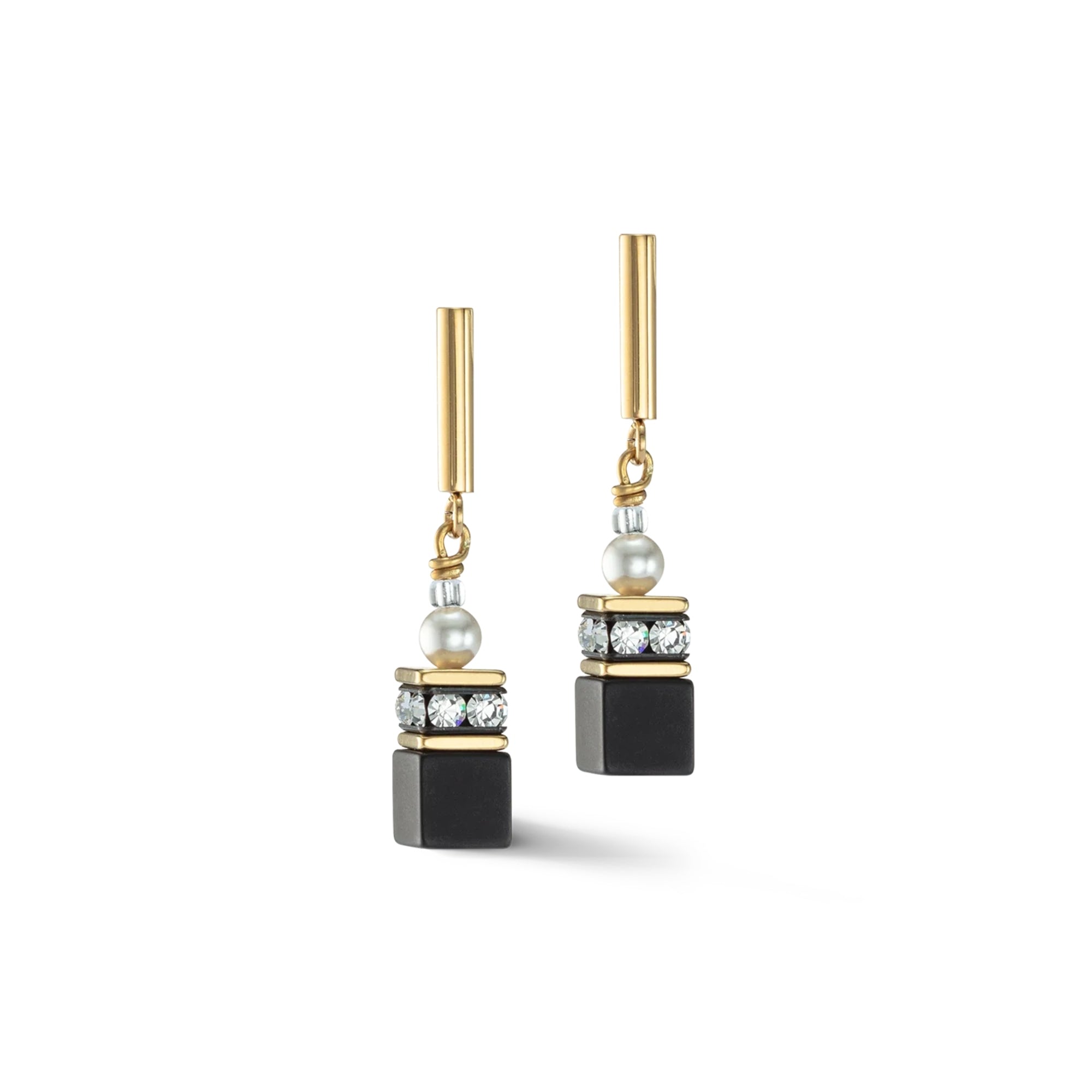 GeoCUBE Precious Fusion Pearls Black Gold Earrings