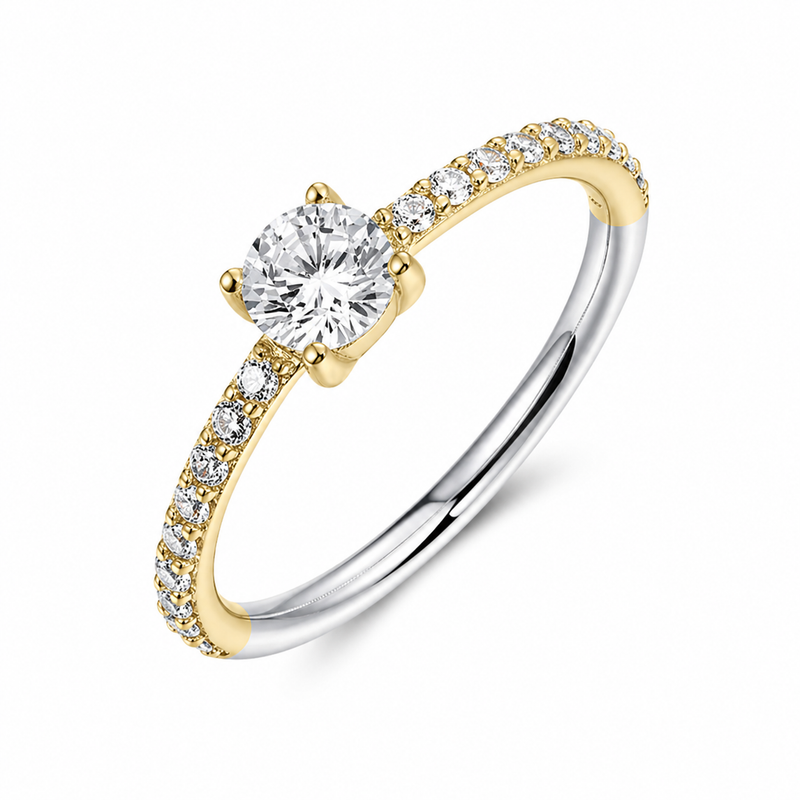Gold Vermeil 4-Claw CZ Ring