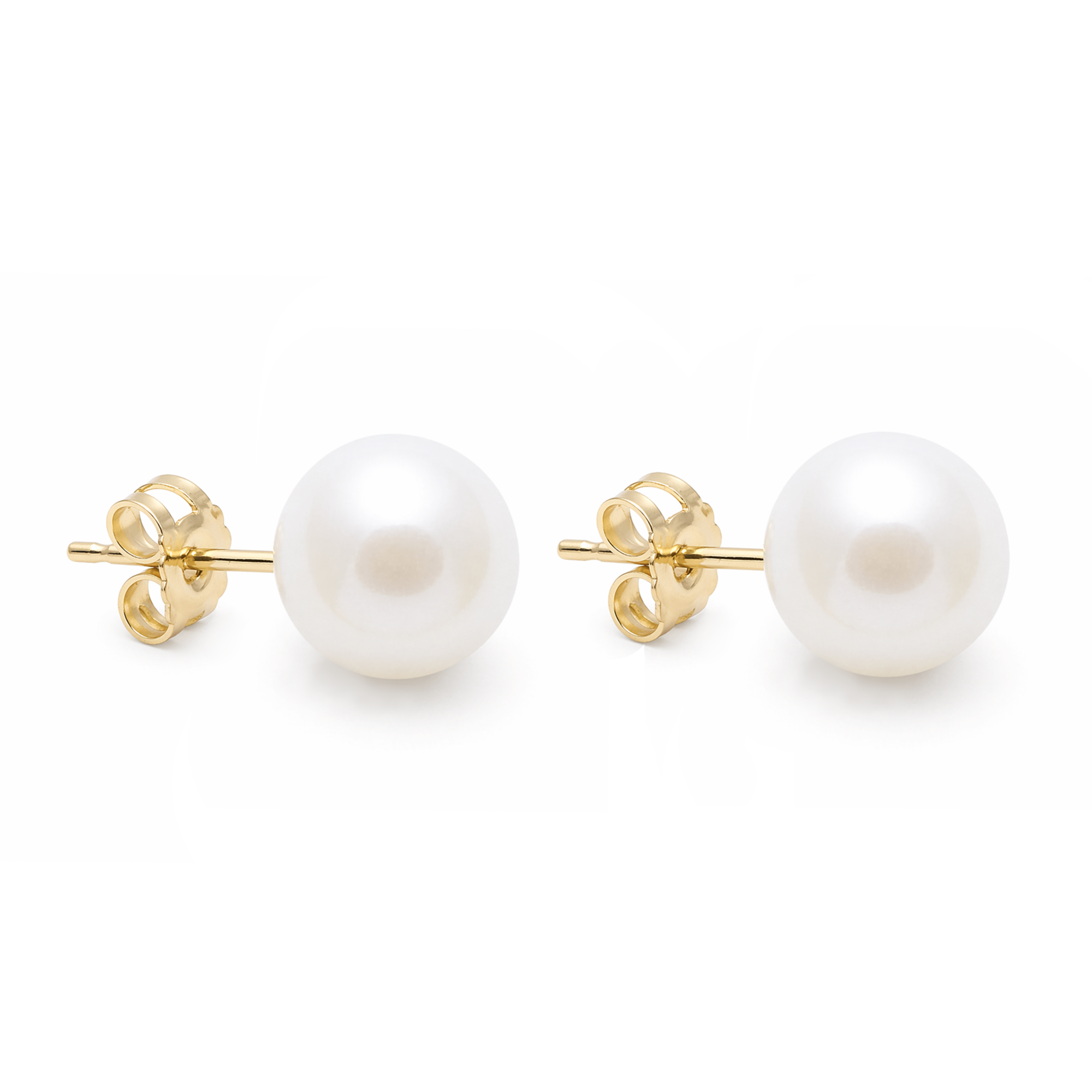 9ct Yellow Gold Pearl Round Stud Earrings
