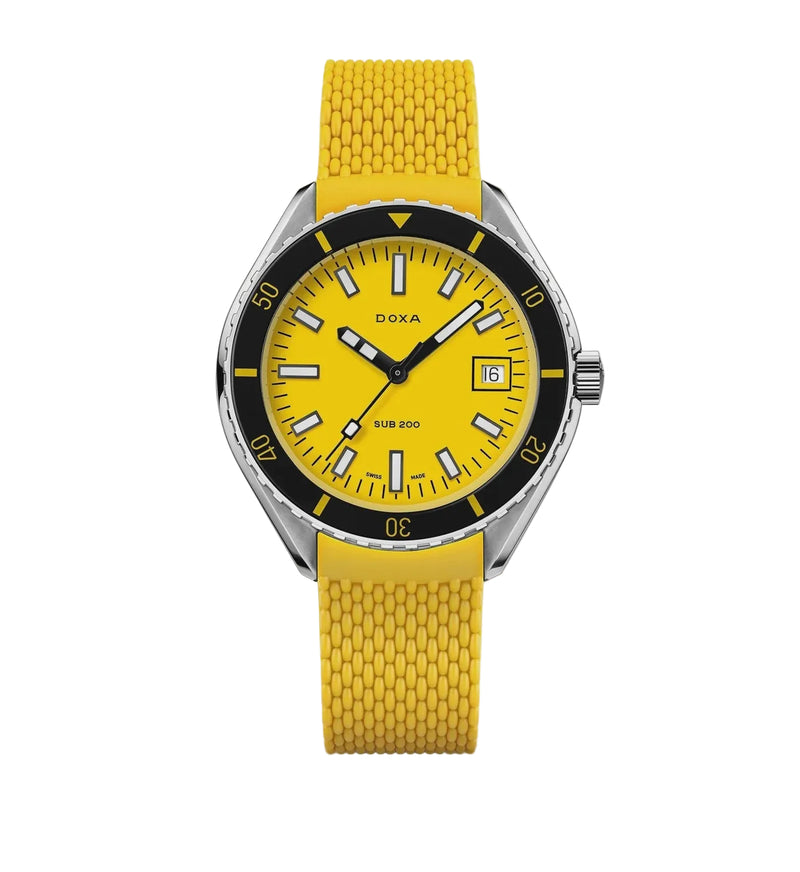 DOXA SUB 200 Divingstar Yellow Rubber Strap Watch