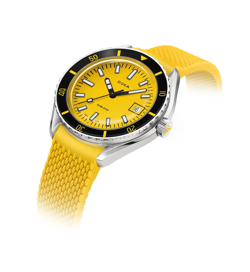 DOXA SUB 200 Divingstar Yellow Rubber Strap Watch