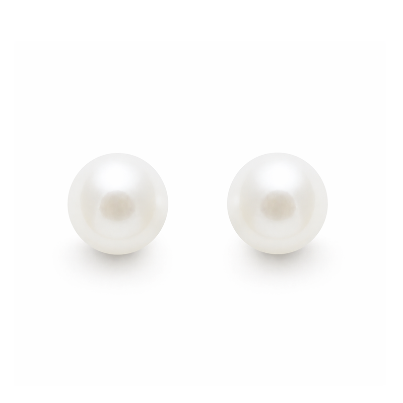 9ct Yellow Gold Pearl Round Stud Earrings