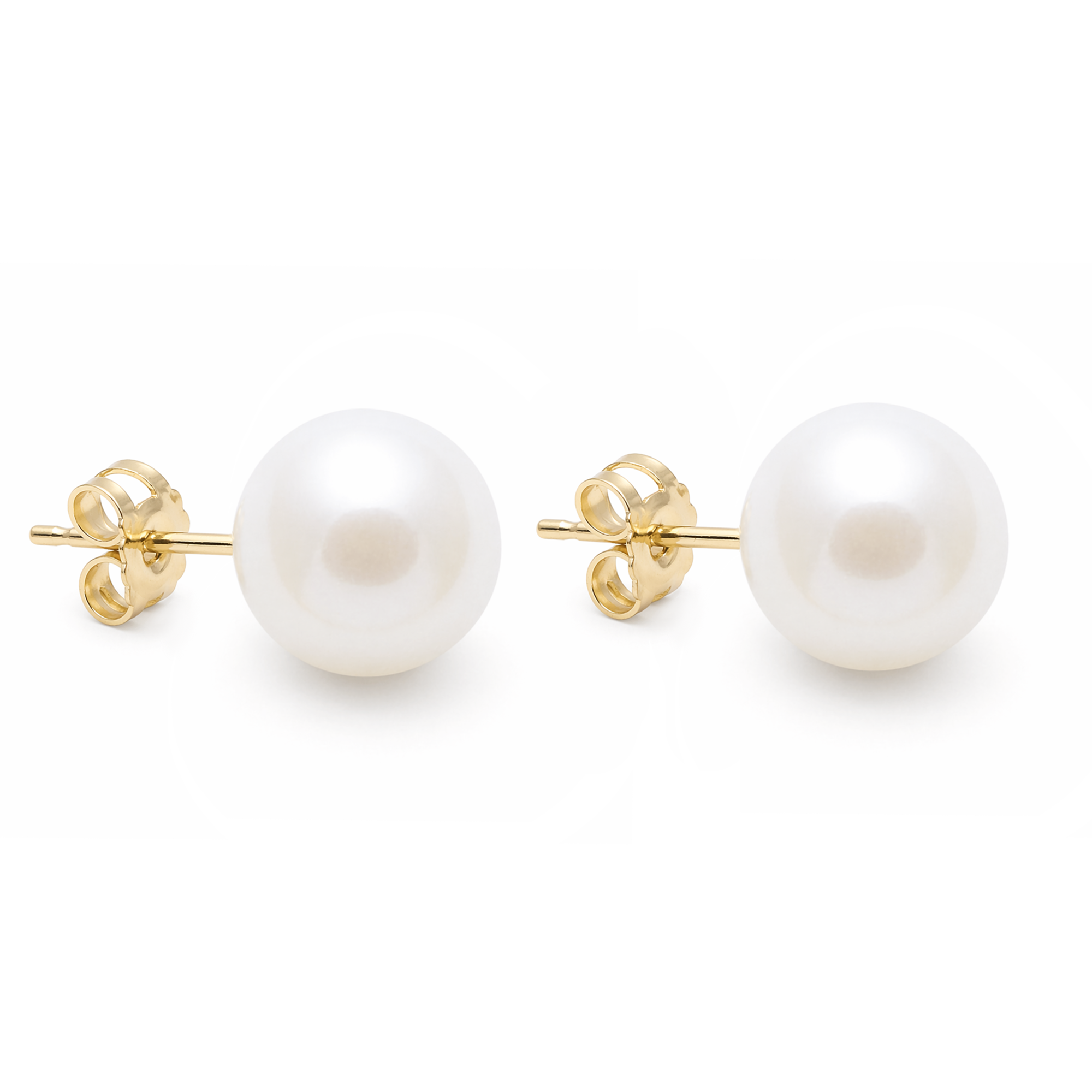 9ct Yellow Gold Pearl Round Stud Earrings
