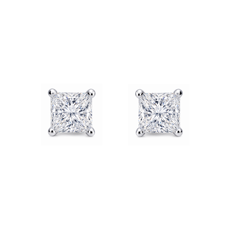 9ct White Gold Natural 0.40ct Diamond Four Claw Round Stud Earrings