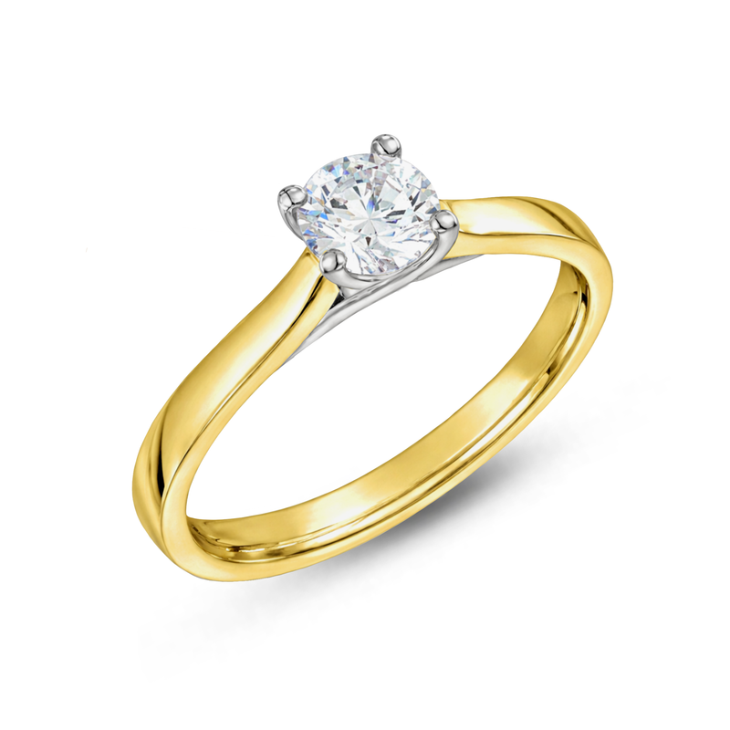 9ct Yellow & White Gold 0.33ct Natural Diamond Round Claw Set Cross Over Ring