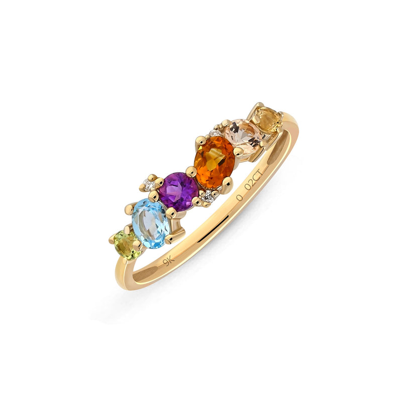 9ct Yellow Gold Oval Confetti Ring