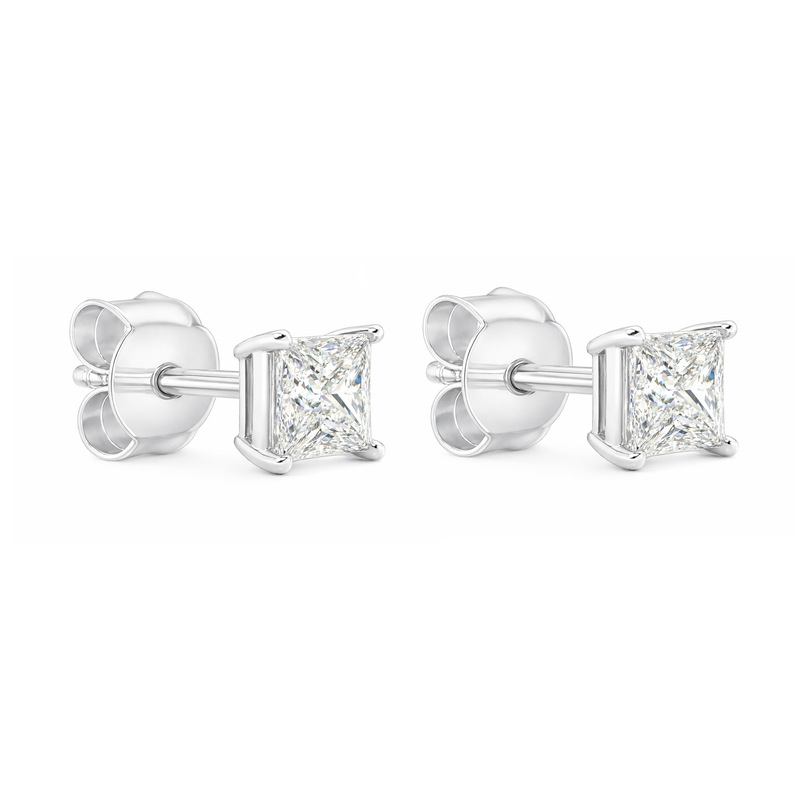 9ct White Gold Natural 0.40ct Diamond Four Claw Round Stud Earrings