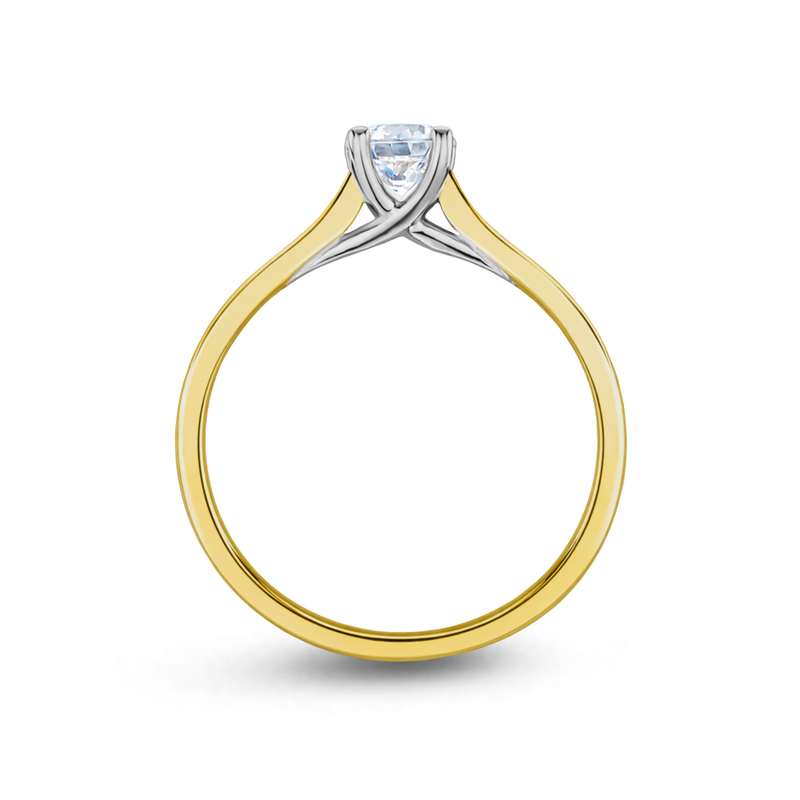9ct Yellow & White Gold 0.33ct Natural Diamond Round Claw Set Cross Over Ring