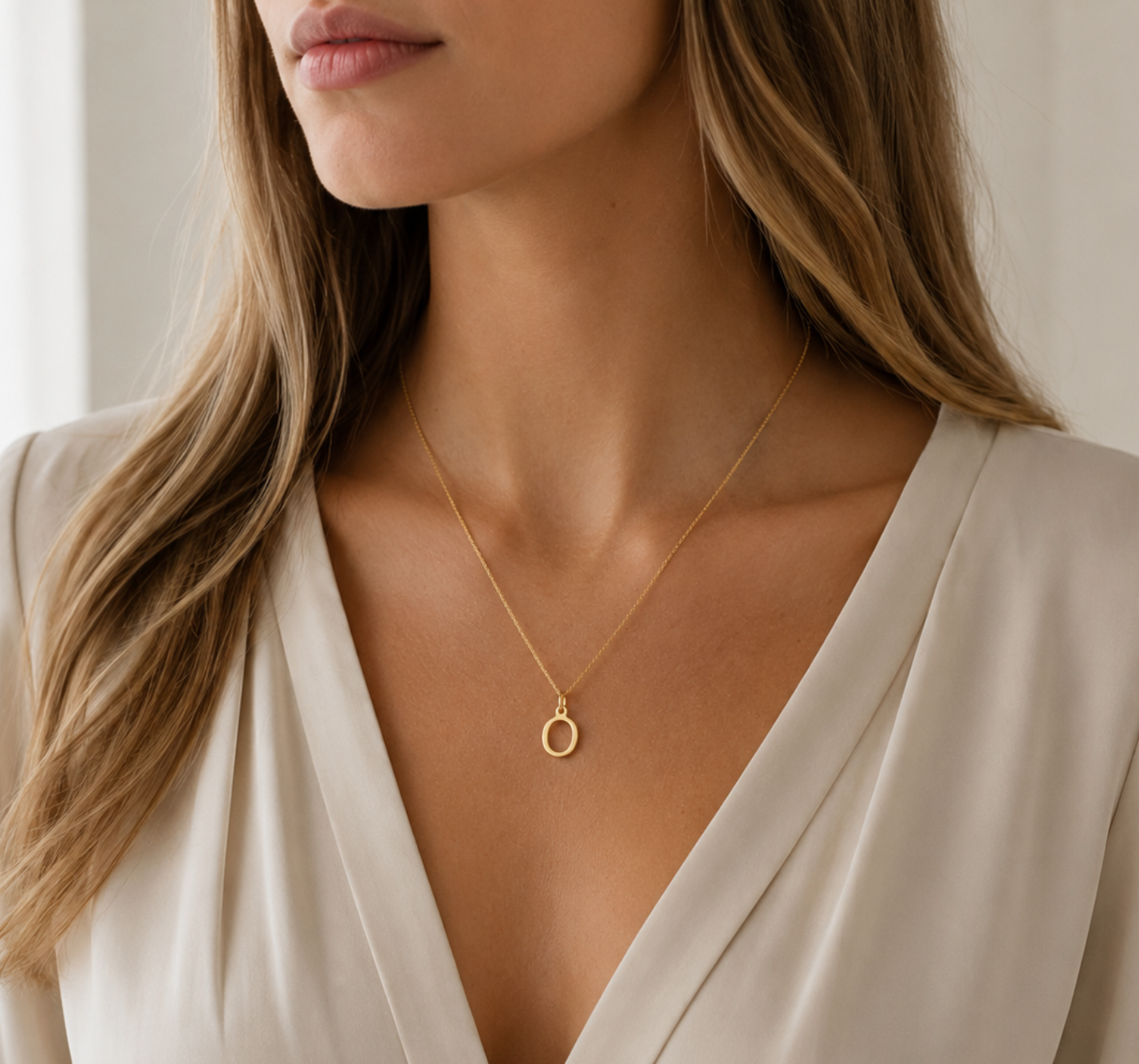 9ct Yellow Gold Initial 'O' Necklace