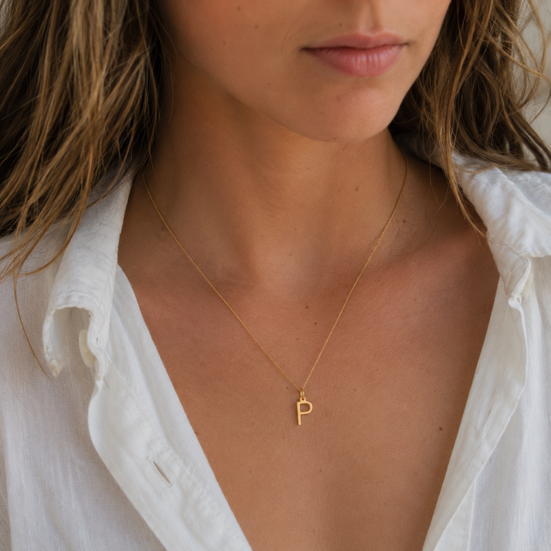 9ct Yellow Gold Initial 'P' Necklace