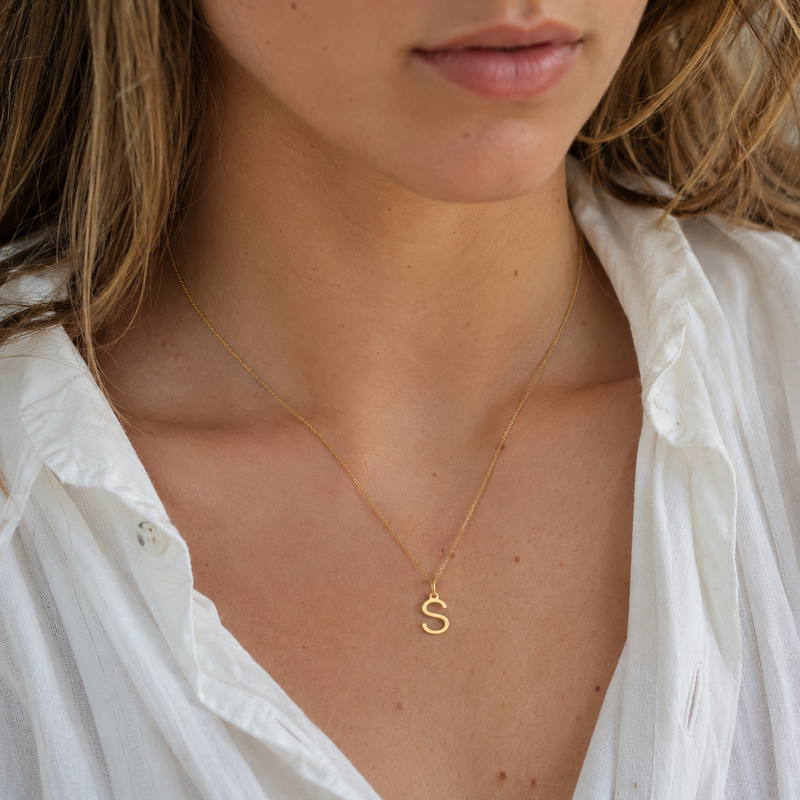 9ct Yellow Gold Initial 'S' Necklace