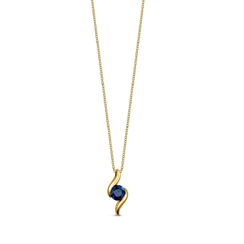9ct Yellow Gold Sapphire 4mm Round Twist Pendant 0.33ct