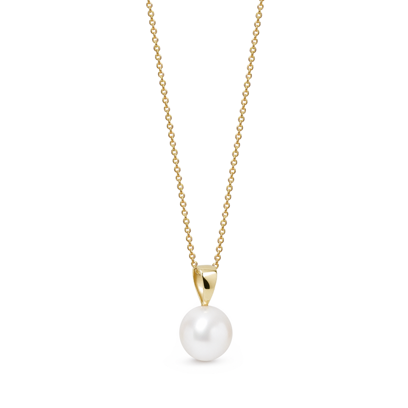 9ct Yellow Gold Pearl Round Pendant 8-8.5mm