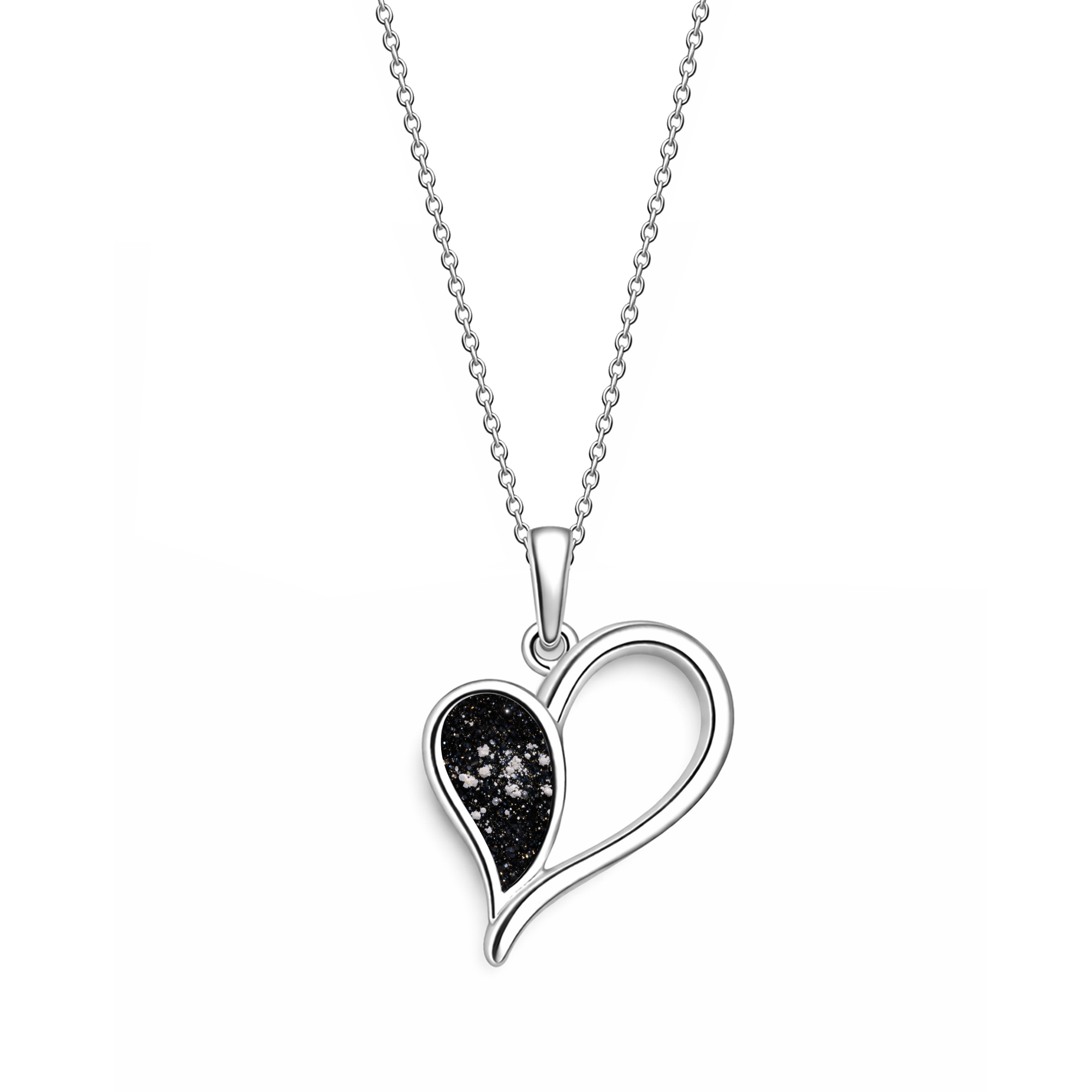 Sterling Silver Ashes Open Heart Pendant