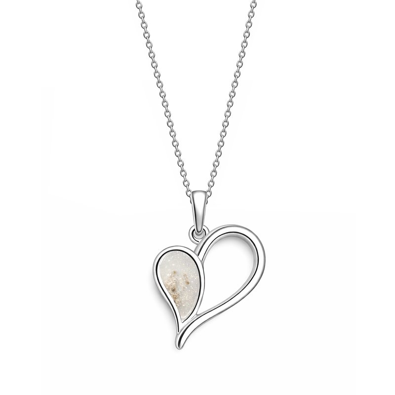 Sterling Silver Ashes Open Heart Pendant
