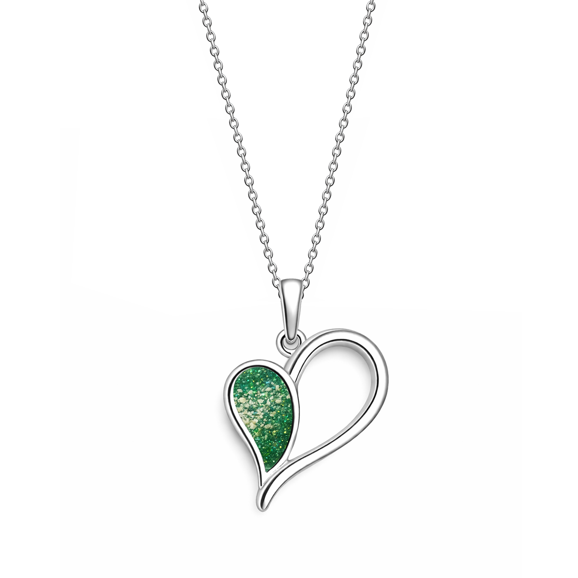 Sterling Silver Ashes Open Heart Pendant