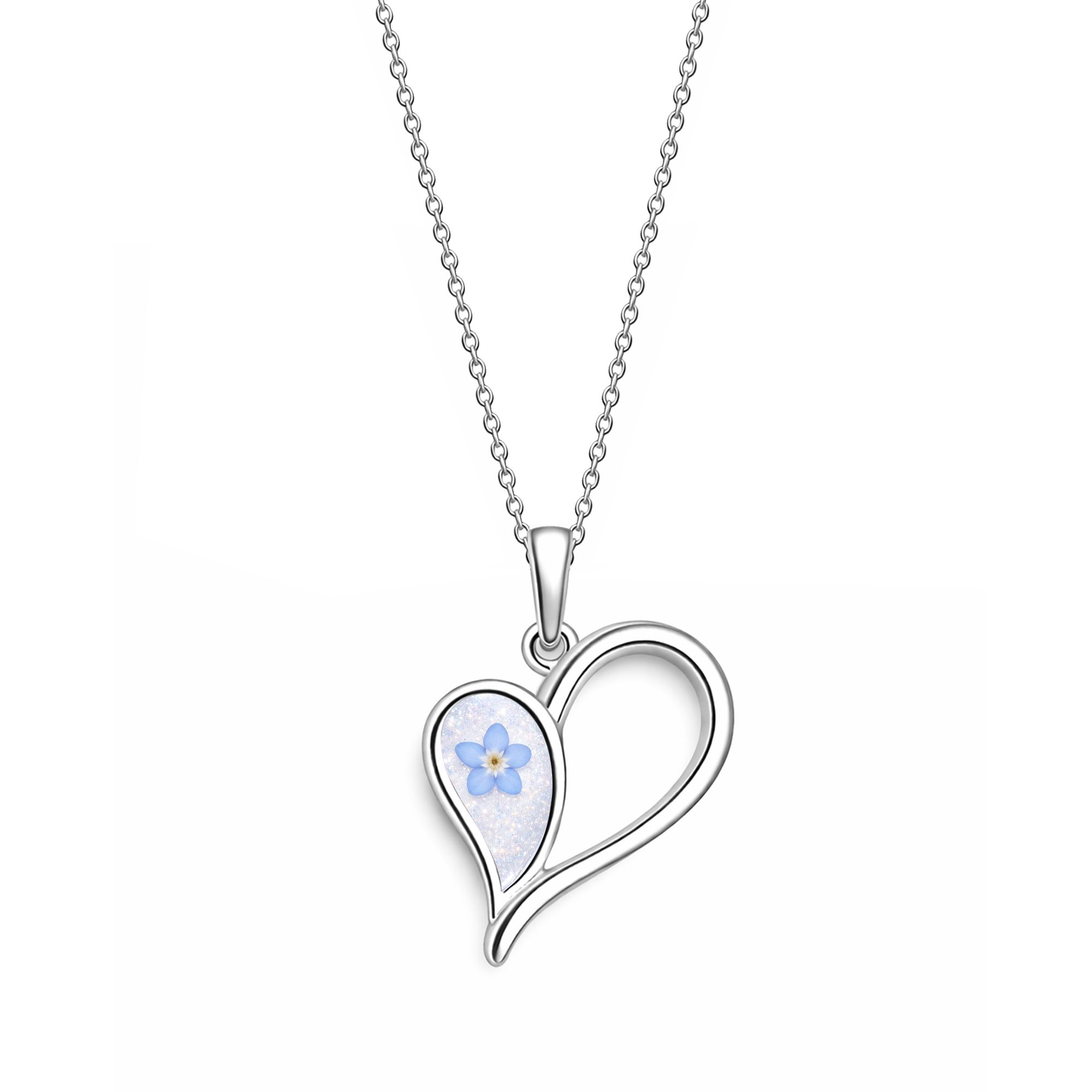 Sterling Silver Ashes Open Heart Pendant