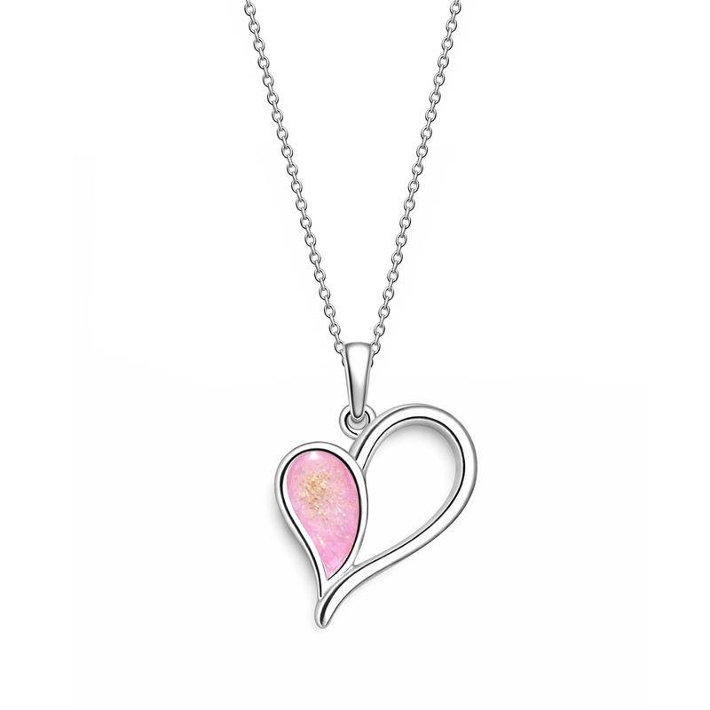 Sterling Silver Ashes Open Heart Pendant