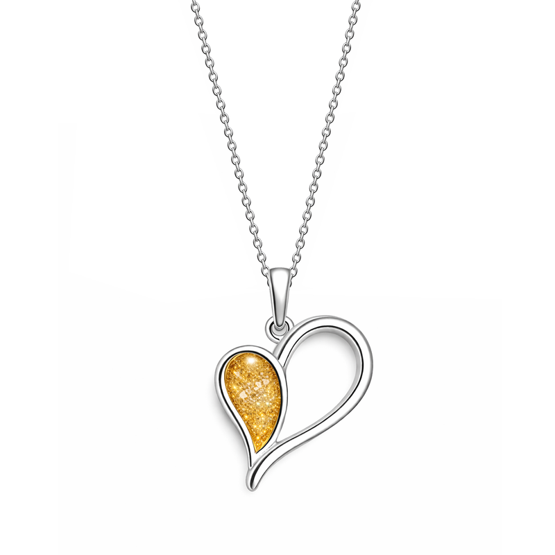 Sterling Silver Ashes Open Heart Pendant