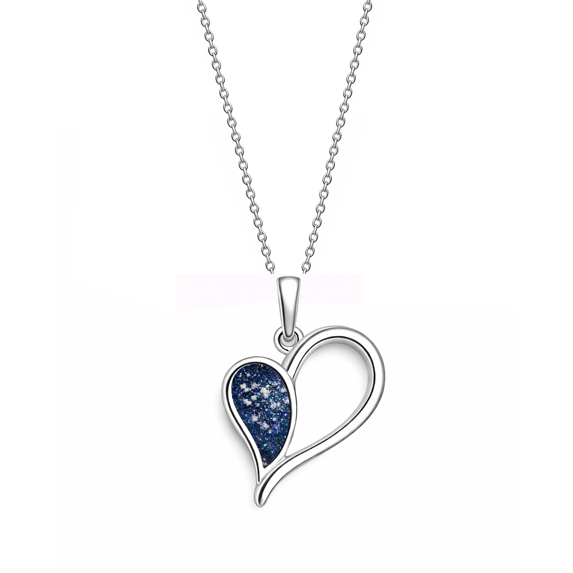 Sterling Silver Ashes Open Heart Pendant