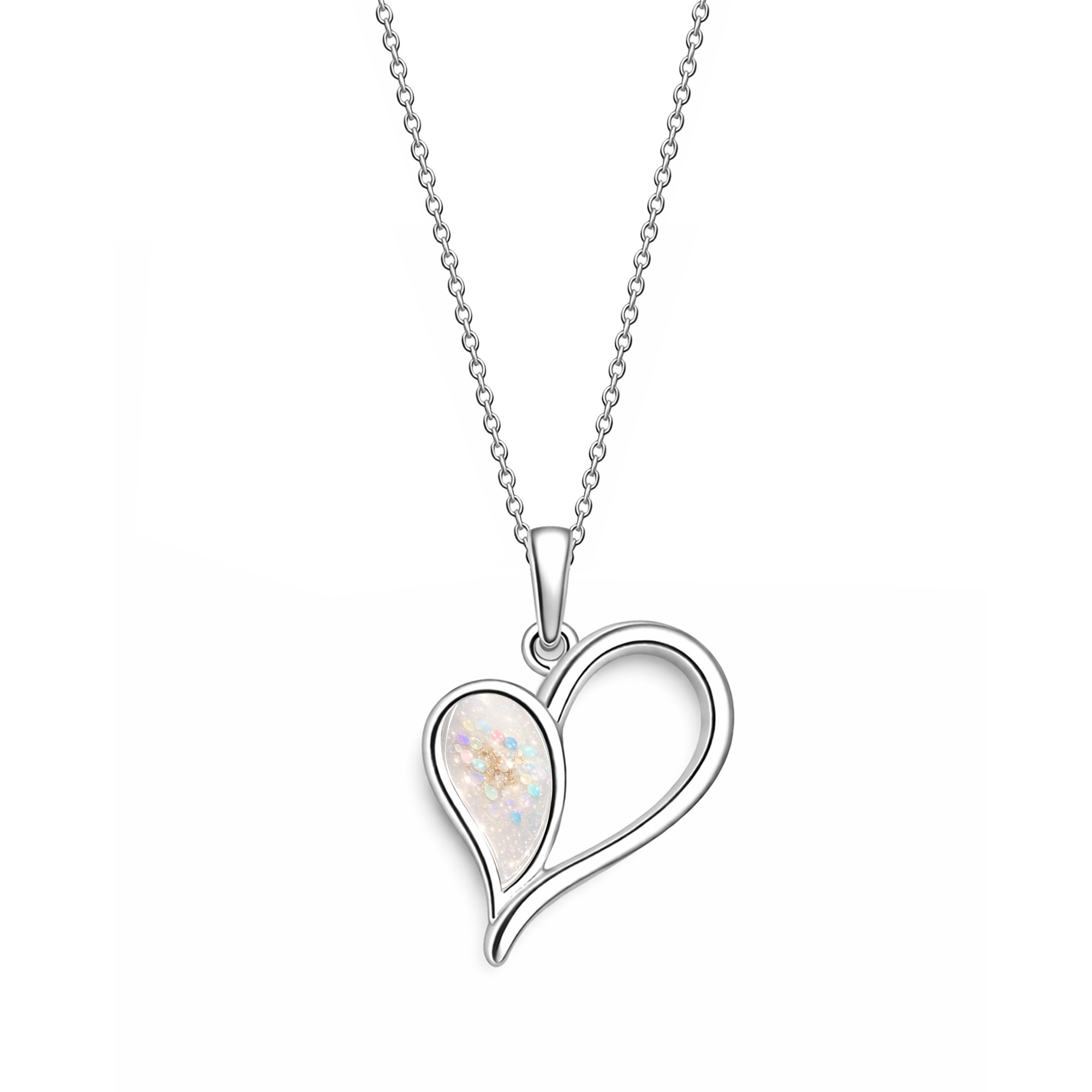 Sterling Silver Ashes Open Heart Pendant