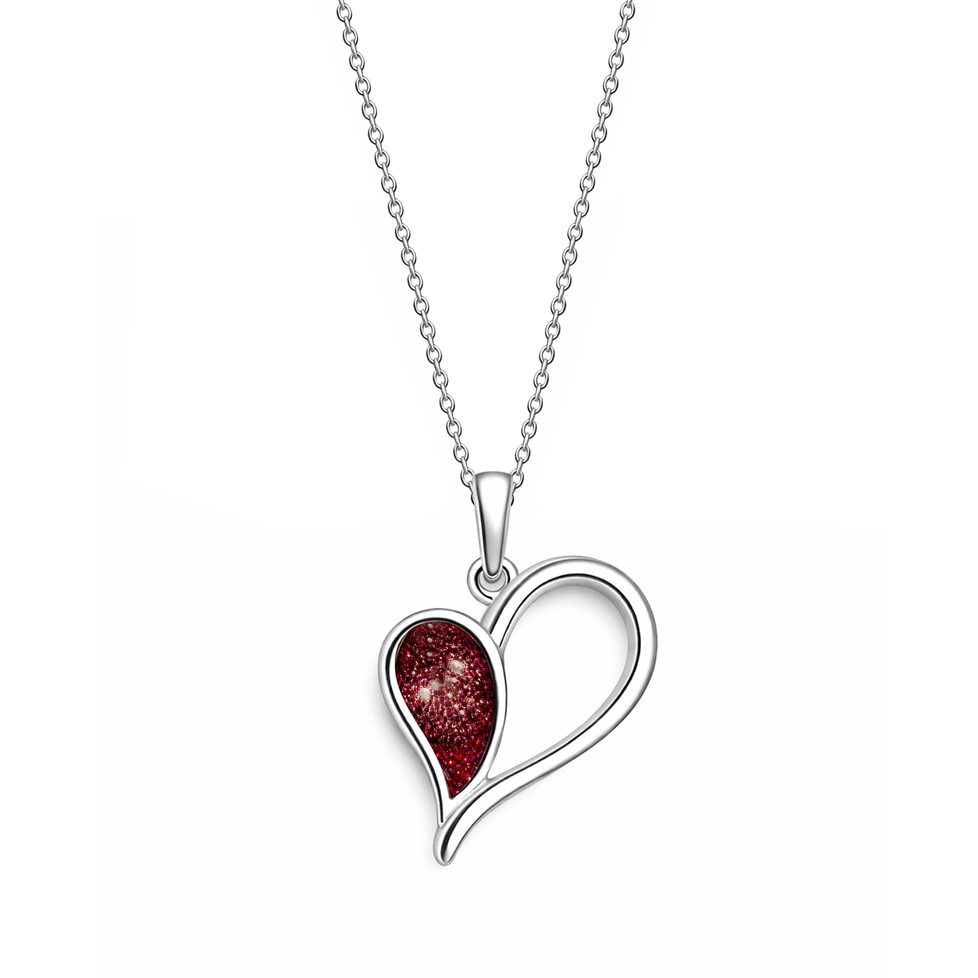 Sterling Silver Ashes Open Heart Pendant
