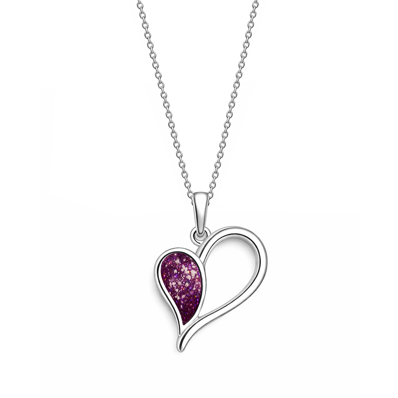 Sterling Silver Ashes Open Heart Pendant