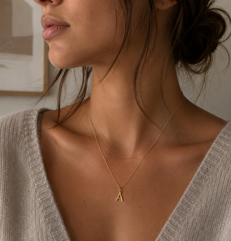 9ct Yellow Gold Initial 'A' Necklace