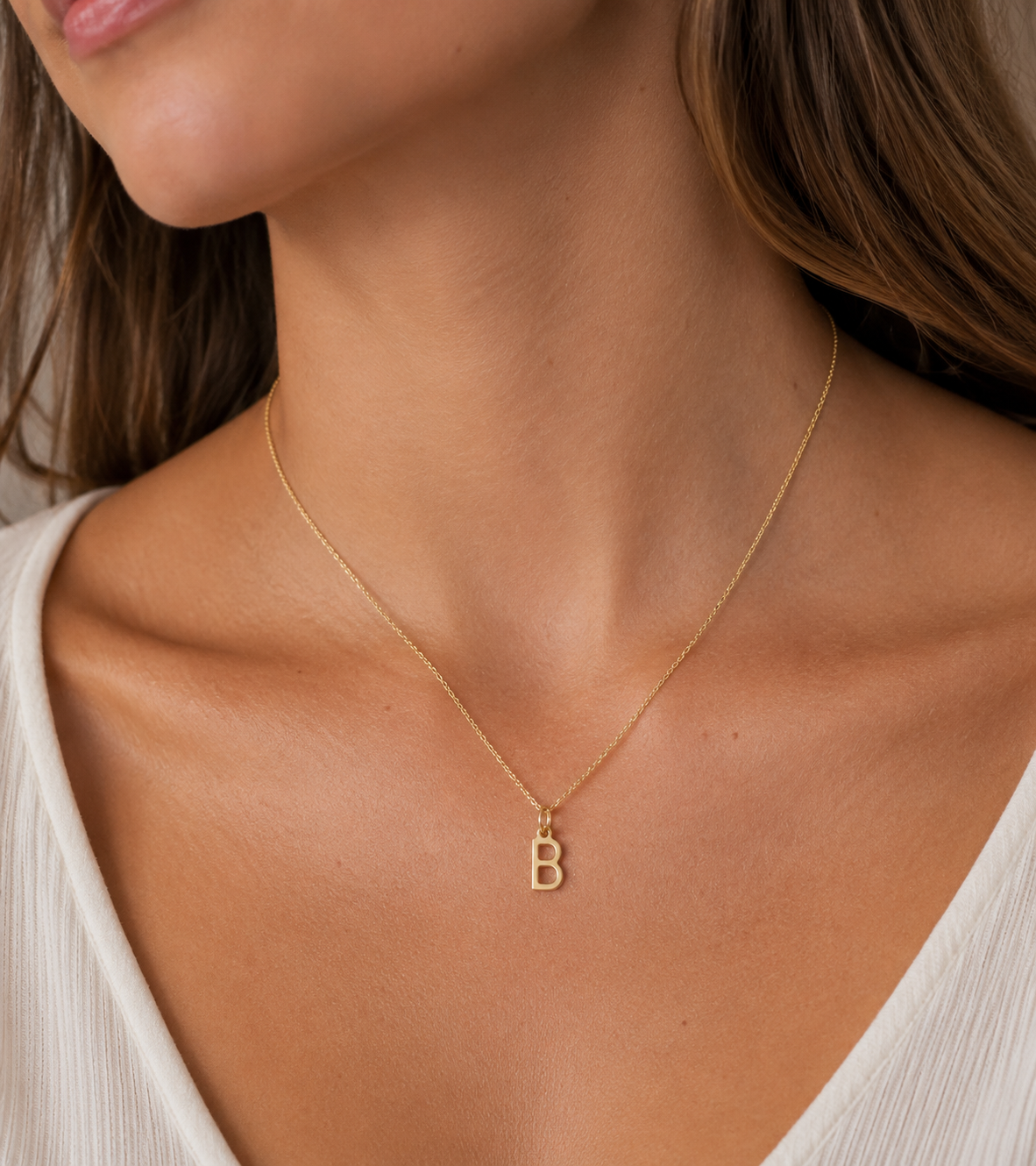 9ct Yellow Gold Initial 'B' Necklace