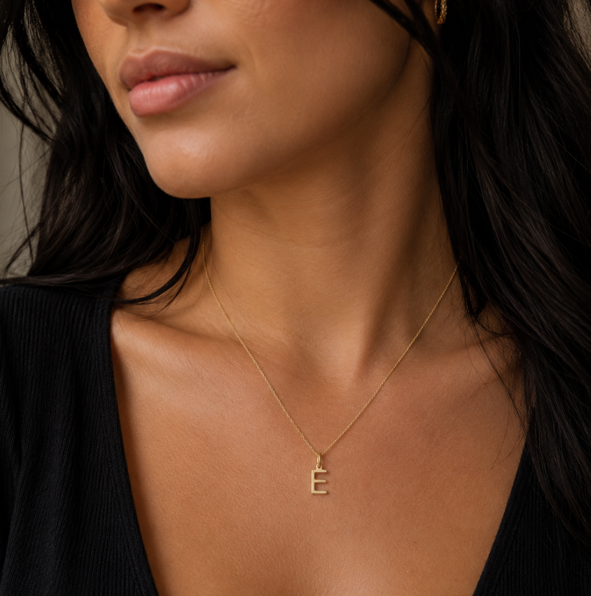 9ct Yellow Gold Initial 'E' Necklace