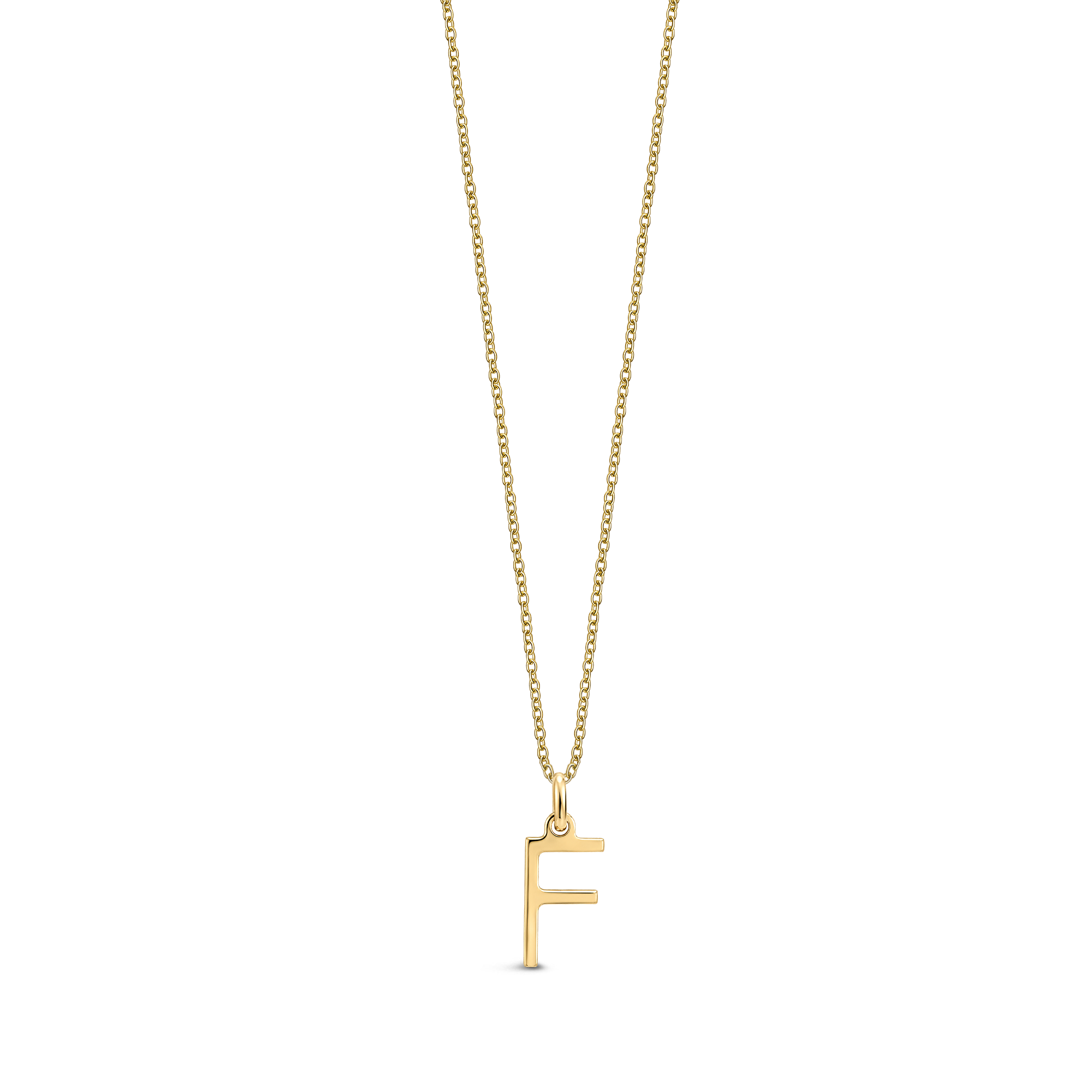 9ct Yellow Gold Initial 'F' Necklace