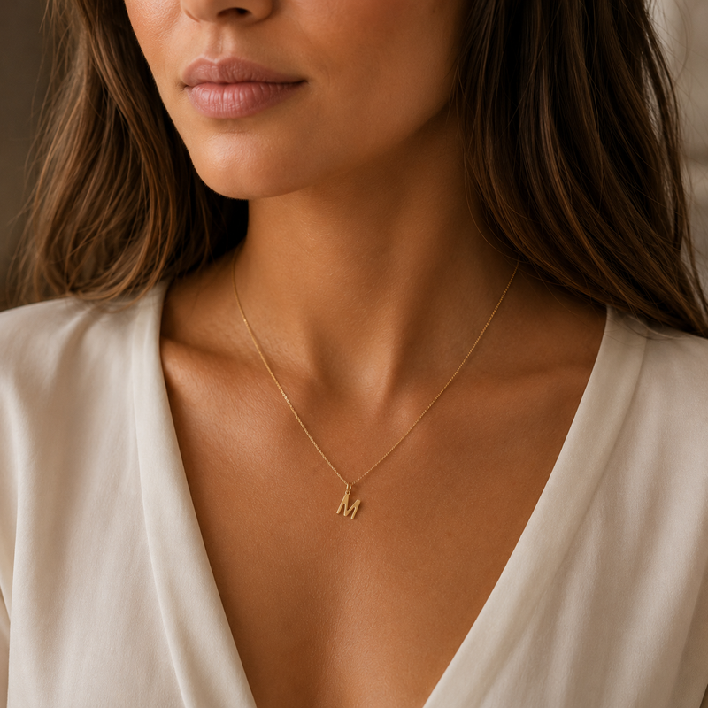 9ct Yellow Gold Initial 'M' Necklace