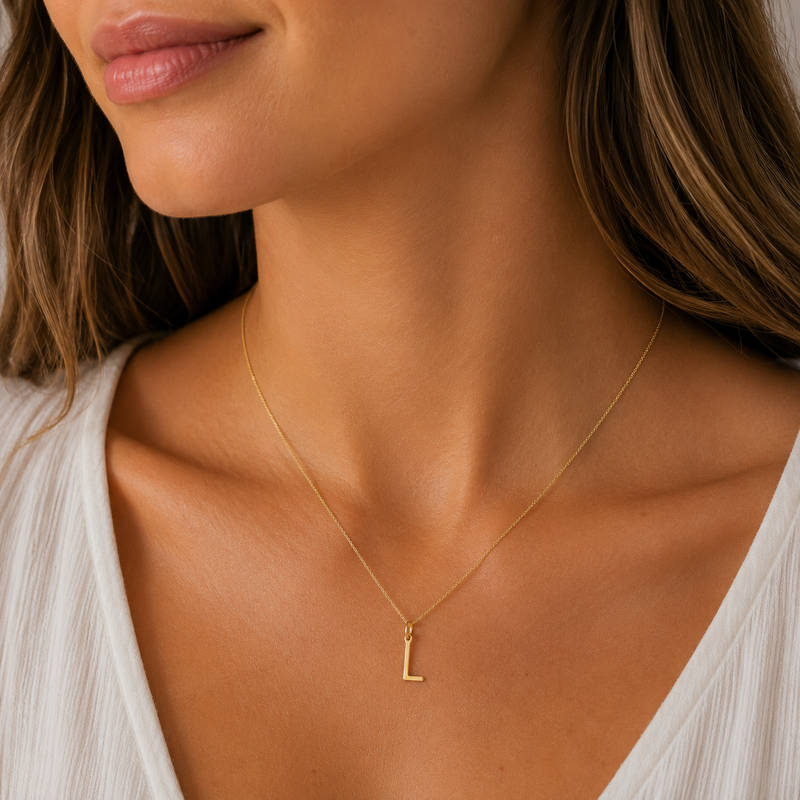 9ct Yellow Gold Initial 'L' Necklace
