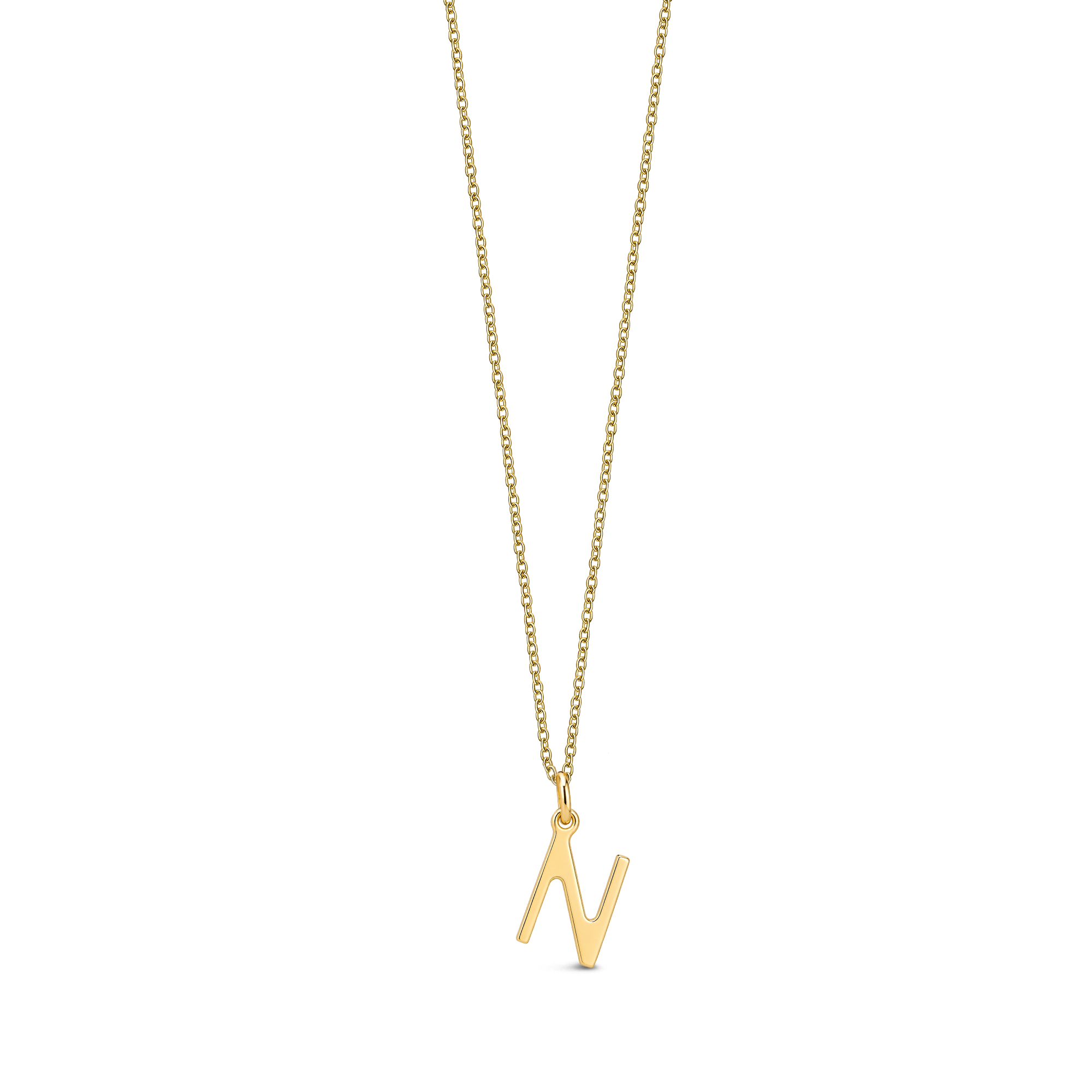 9ct Yellow Gold Initial 'N' Necklace