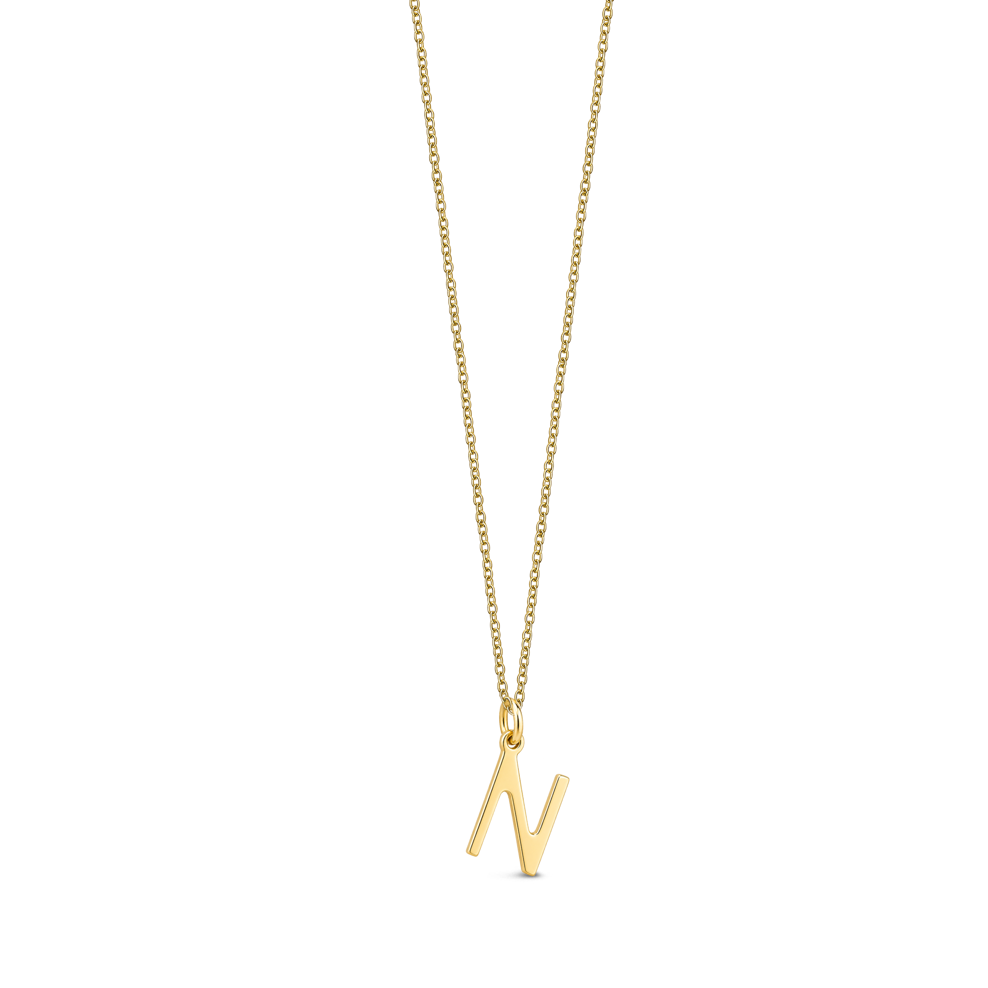 9ct Yellow Gold Initial 'N' Necklace