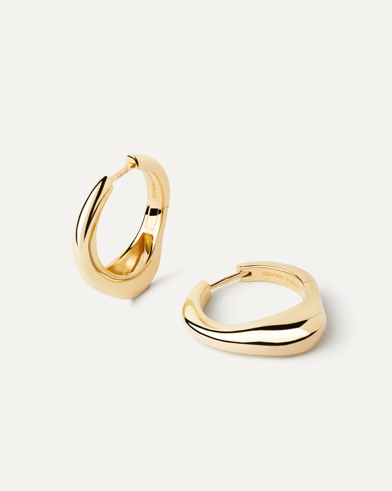 18ct Yellow Gold Vermeil Riba Hoops
