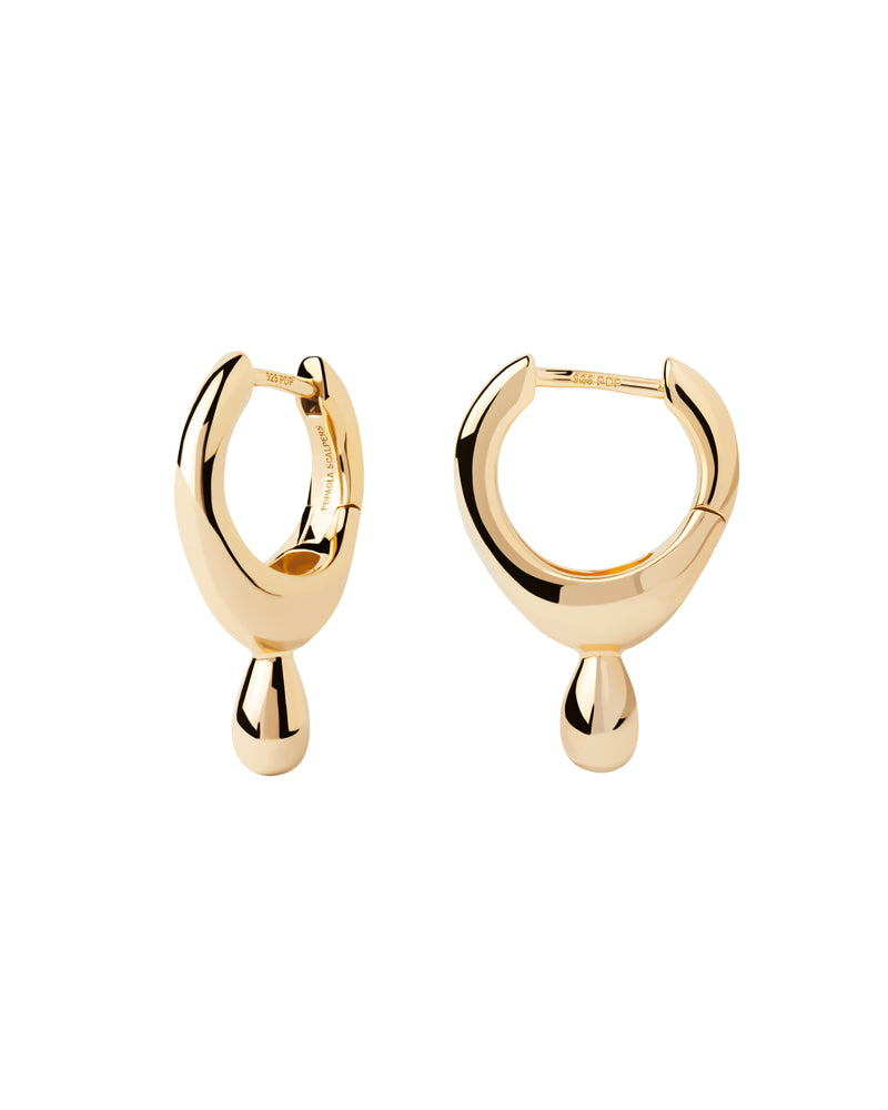 18ct Yellow Gold Vermeil Lava Hoops