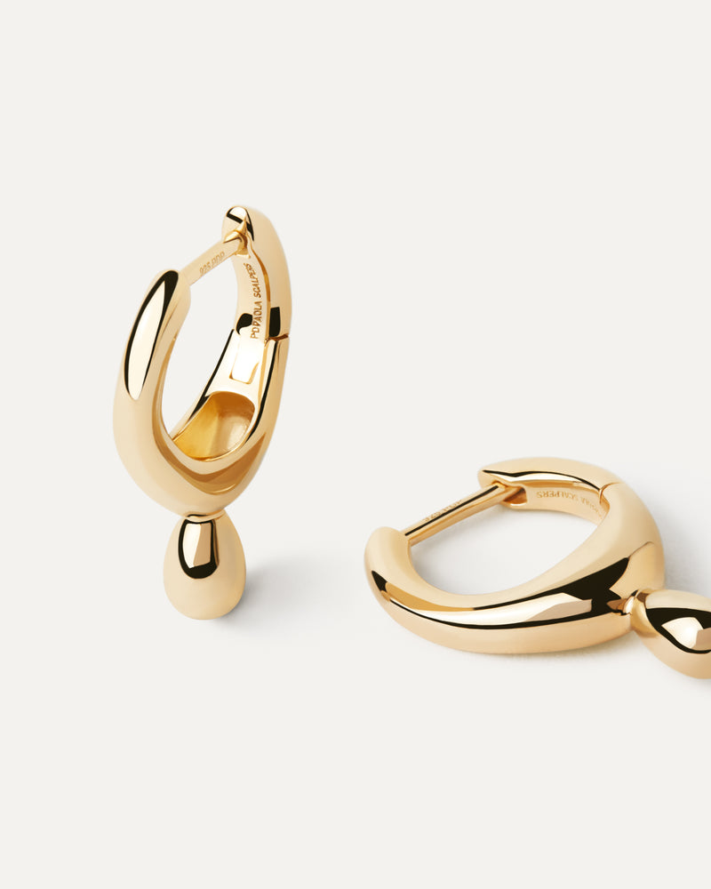 18ct Yellow Gold Vermeil Lava Hoops
