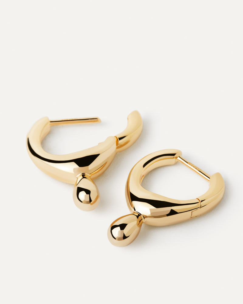 18ct Yellow Gold Vermeil Lava Hoops