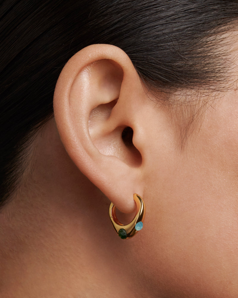 18ct Yellow Gold Vermeil Coral Hoops