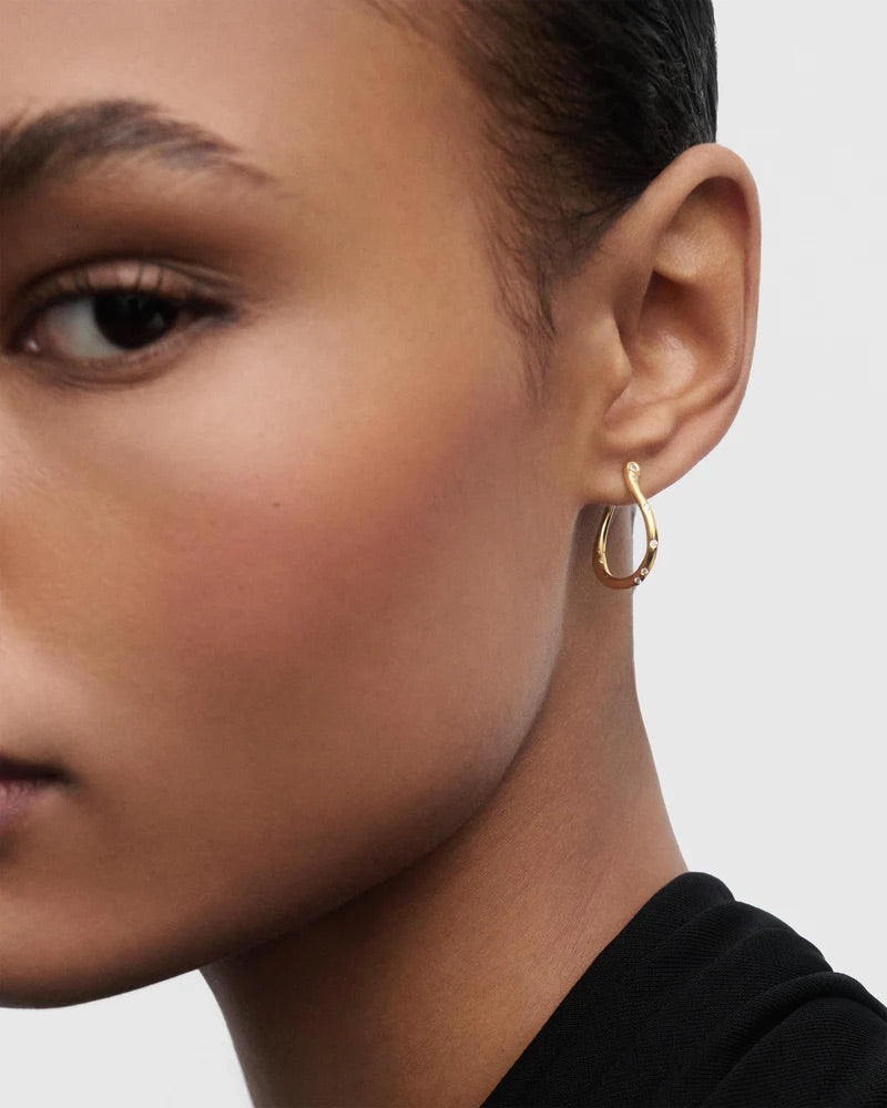 18ct Yellow Gold Air Mini  Hoop Earrings