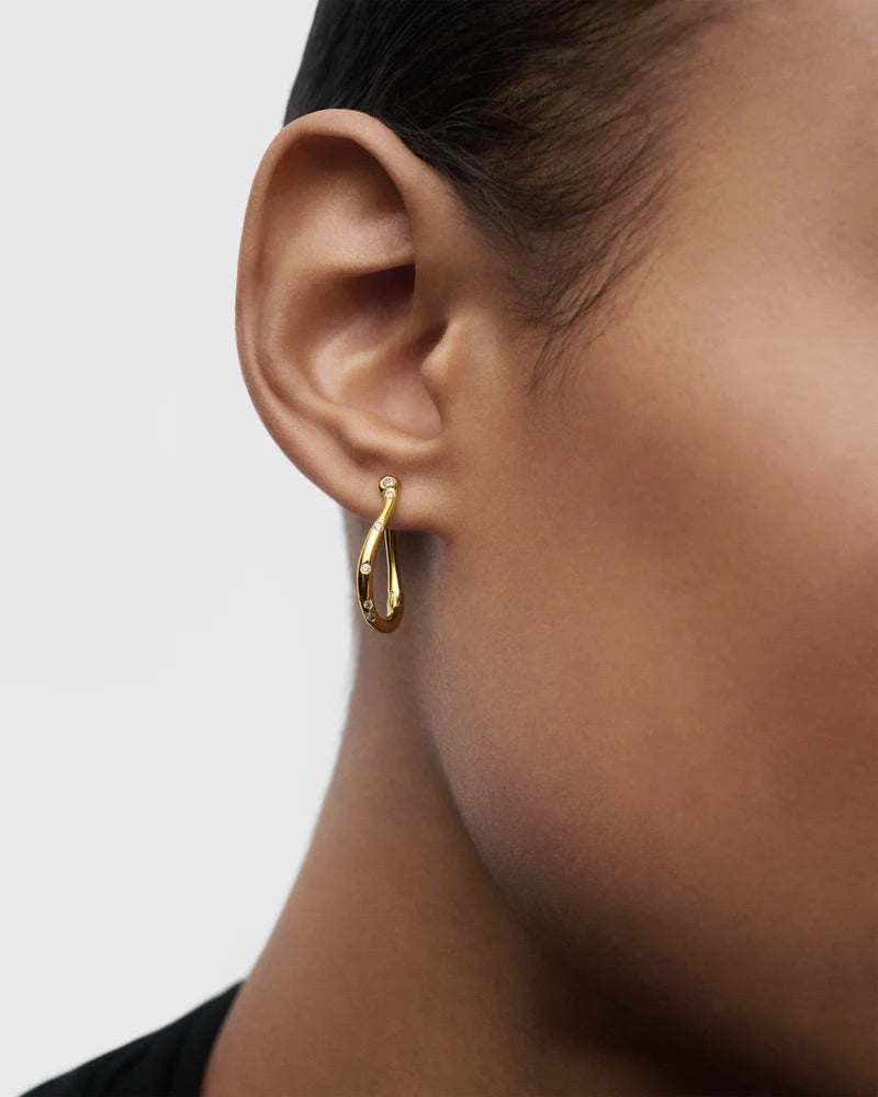 18ct Yellow Gold Air Mini  Hoop Earrings
