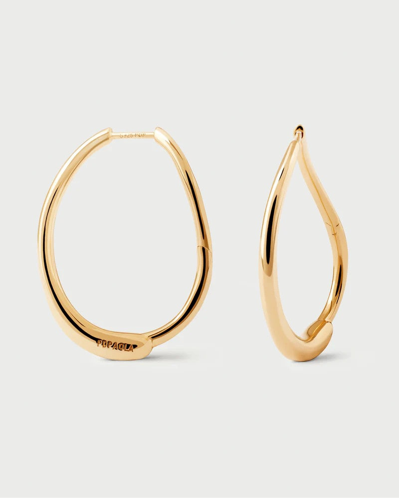 18ct Yellow Gold Plated Halo Hoop Earrings