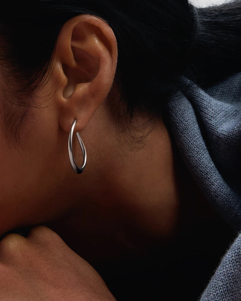 Silver Plated  Halo Hoop Earrings