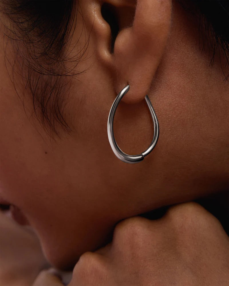 Silver Plated  Halo Hoop Earrings