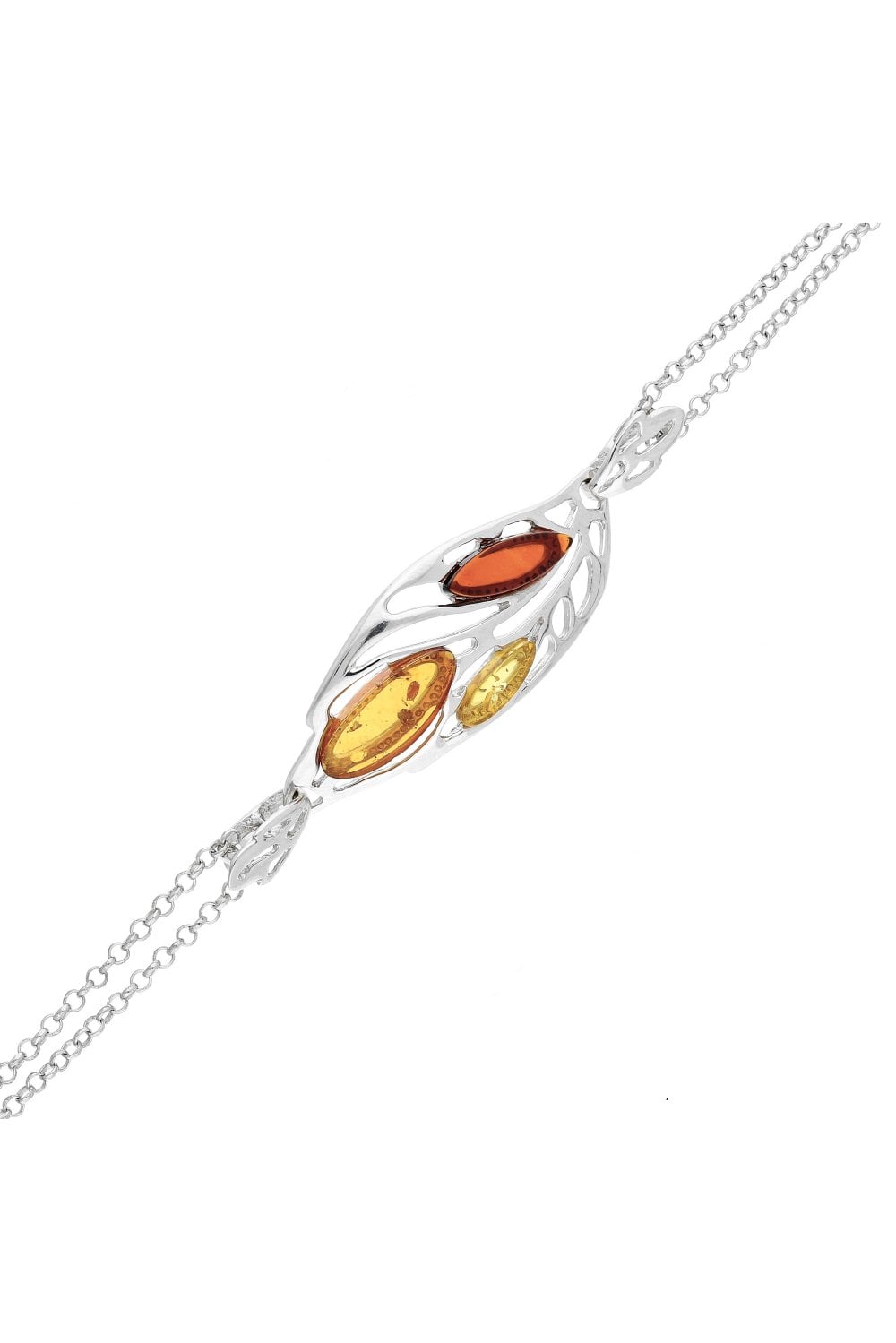 Sterling Silver Amber Leaf Bracelet