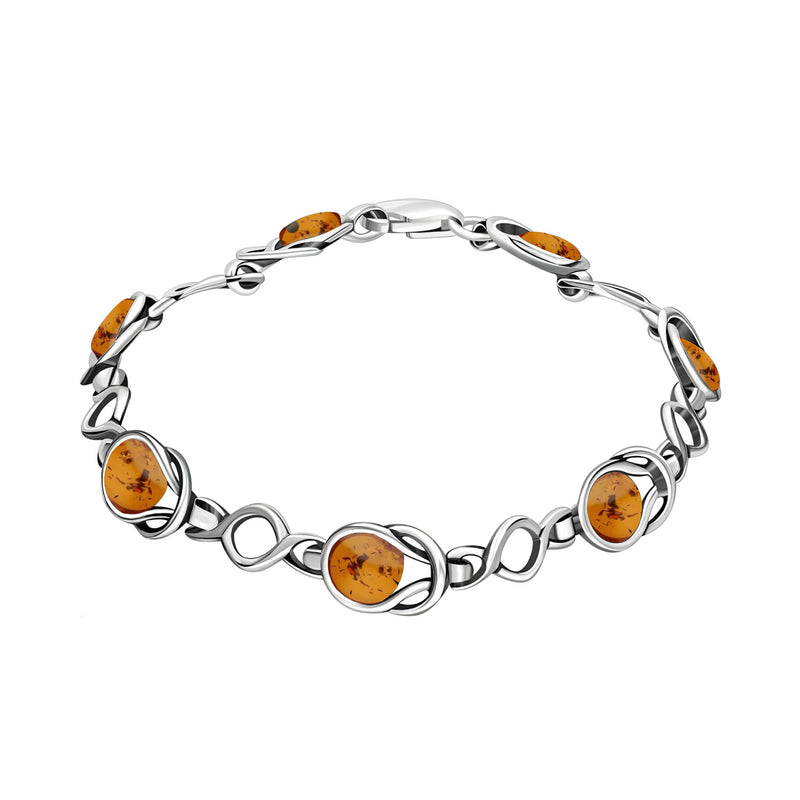 Sterling Silver Amber Celtic Wire Bracelet